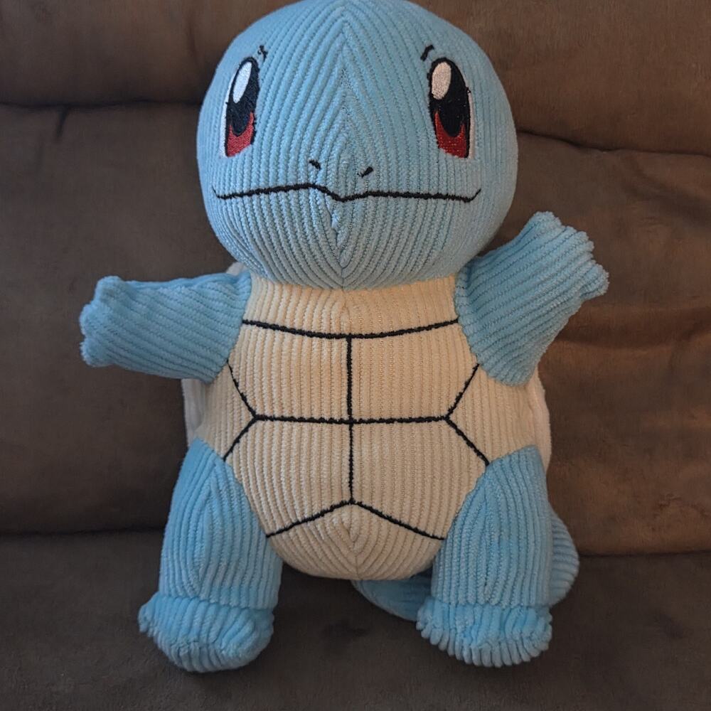 Pokemon Squirtle Plush 8 inch Blue Corduroy Ribbed Textured Stuffed Animal 2022